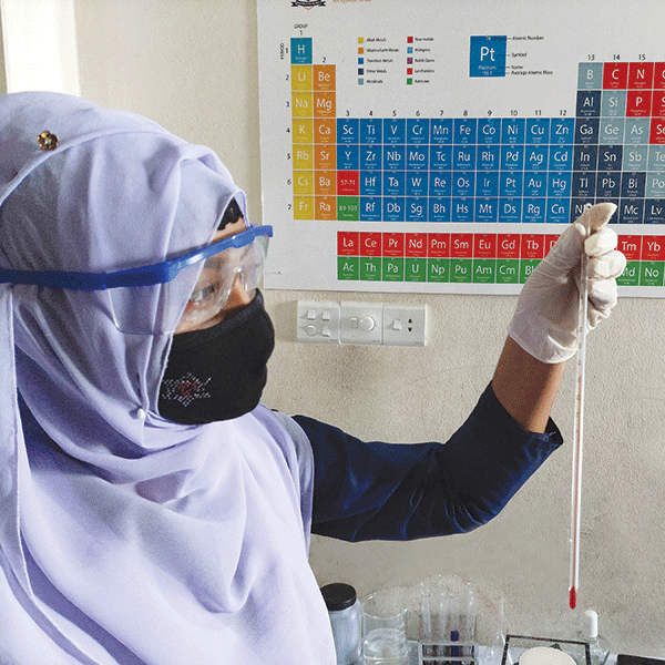 Students in the science laboratory